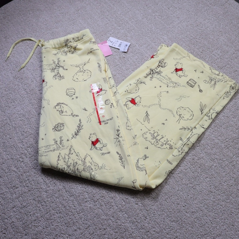 Disney Winnie the Pooh Hundred Acre Wood Pajama Pants Yellow XS NWT
